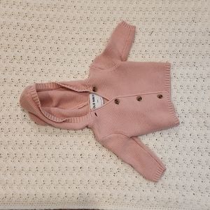 Old Navy Hooded Button-Front Textures-knit cardigan 3-6 mos